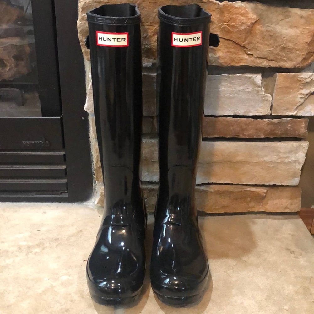 Hunter adjustable back gloss rain boots